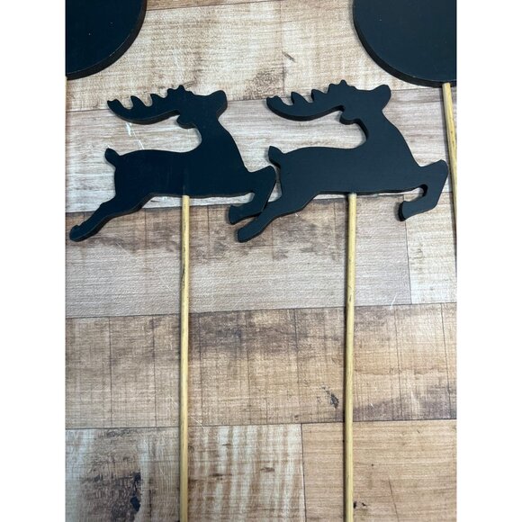 8 Christmas-Themed Chalkboard Party Picks - Trees Reindeer & Ornament Shapes Woo - Picture 3 of 5